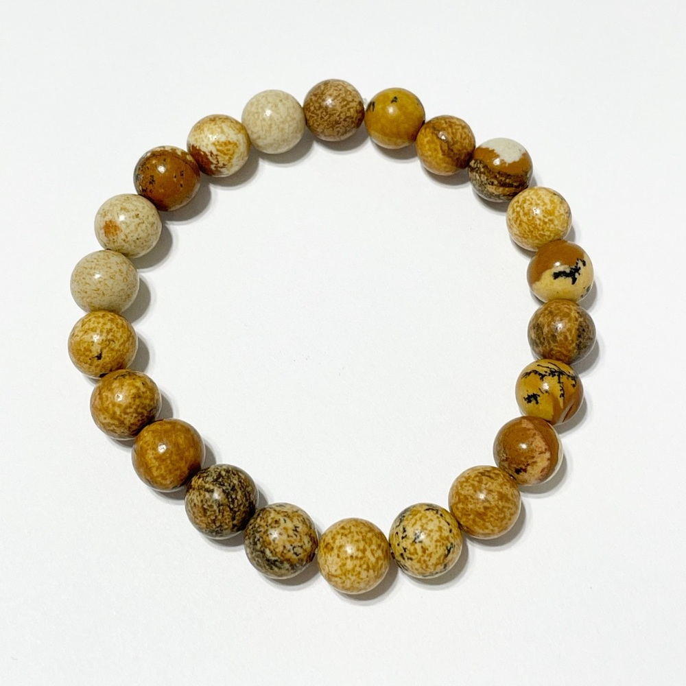 Natural Stone Picture Jasper Crystal Healing Bracelet 8mm